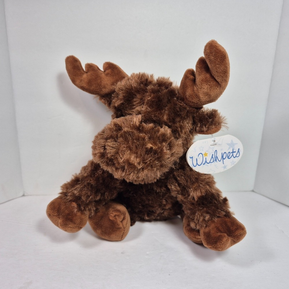 Wishpets "Waffles" Moose Plush 8" Stuffed Animal Brown Wildlife Bull Moose